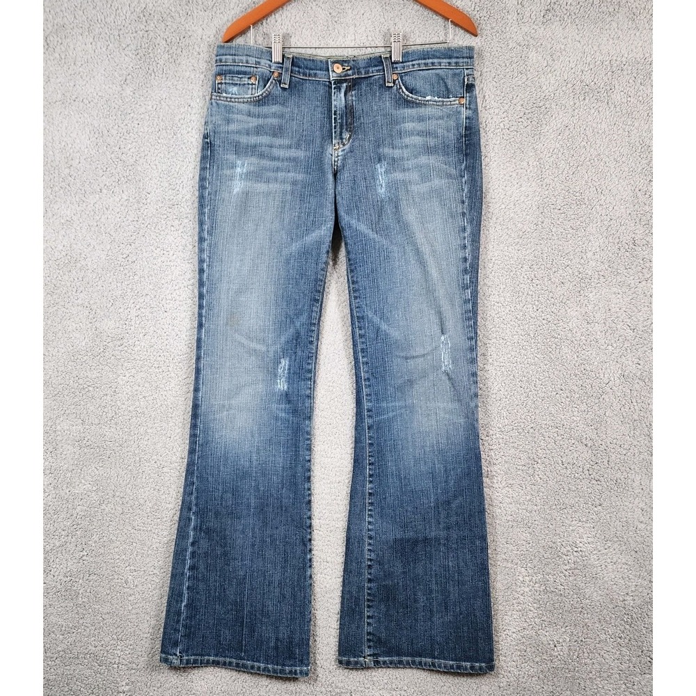 David Kahn Nikki Jeans Womens 31 Blue Denim Cotton Mid Rise Bootcut Distressed